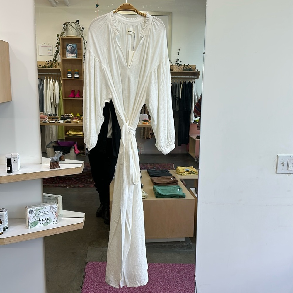 White cotton kaftan long dress
